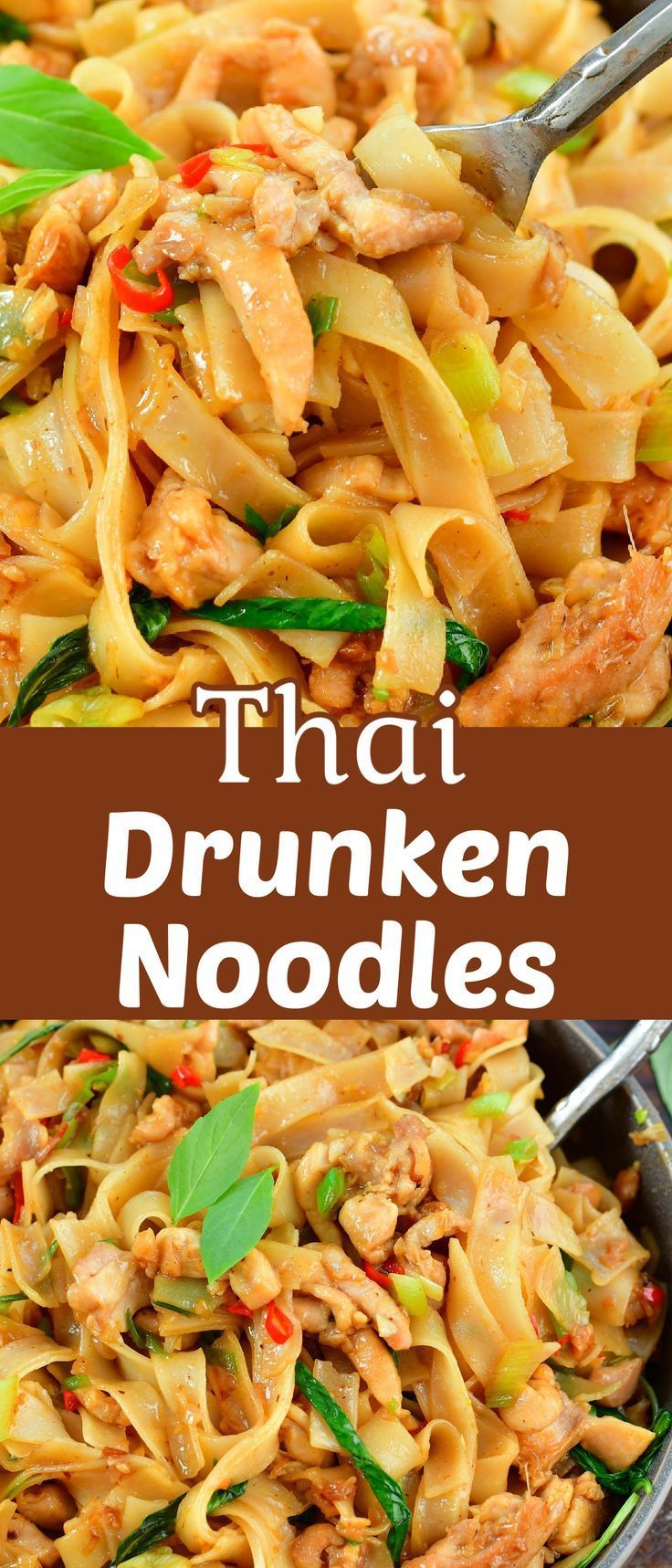 this thai noodle dish is made with noodles, meat and vegetables