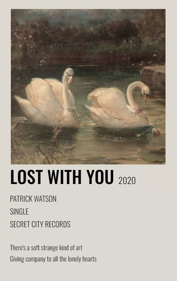 a poster with two swans swimming in the water and one is reading lost with you