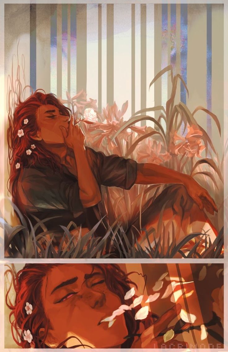 two different images of a woman laying in the grass with her head on her hand