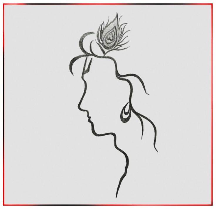 a drawing of a woman's head with a flower in her hair