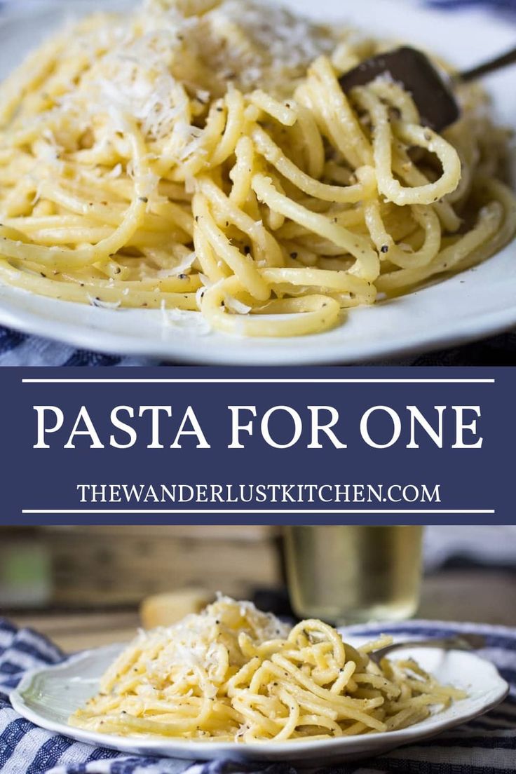 pasta for one on a white plate with parmesan cheese