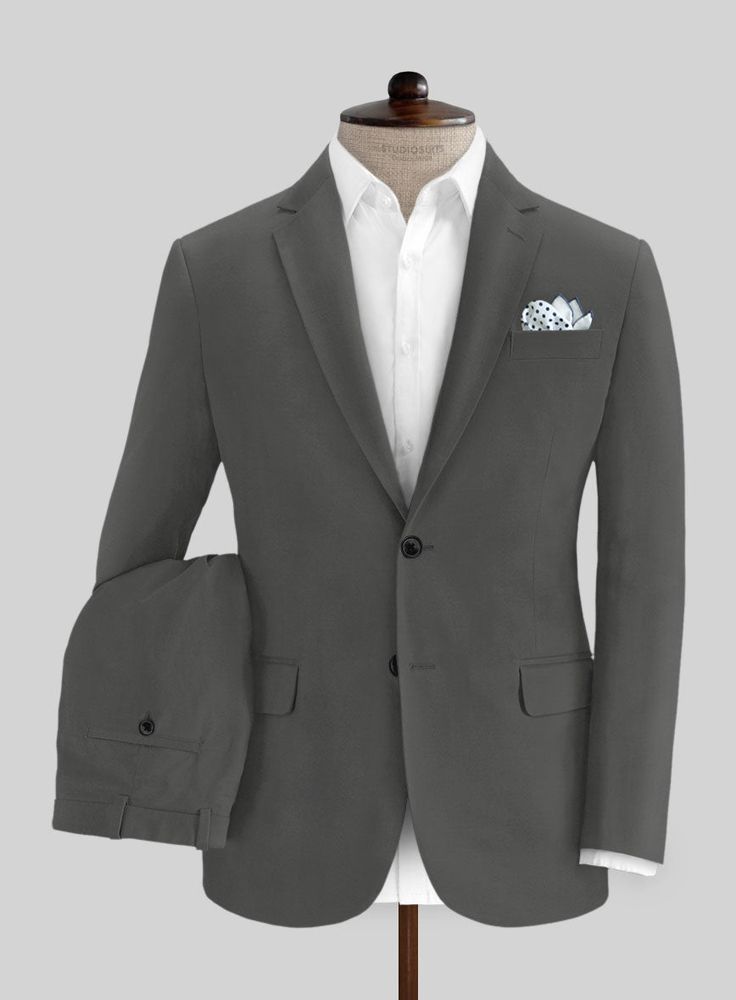 Hit the town with a look that's all about polish in our Stretch Summer Gray Chino suit. Crafted from a cotton lycra blend, this is an all-purpose suit with a hint of stretch for extra comfort. Unite it with a matching waistcoat, a crisp white shirt, patterned black tie and black shoes. 
 
 Look Includes  Stretch Summer Gray Chino Fabric  Two Button Jacket Style  Notch Lapel  Horn Royal Black Buttons  Single Vent  Three Cuff Buttons  Two Welted Back Pockets on Trousers   
 You can change the look Cotton Suits For Business Casual, Slim Fit Cotton Suit For Work, Slim Fit Cotton Suits For Workwear, Slim Fit Cotton Suits With Notch Lapel, Cotton Business Suits With Suit Collar, Fitted Cotton Suit With Notch Lapel, Cotton Solid Color Suits For Workwear, Fitted Cotton Suits With Notch Lapel, Solid Cotton Suits For Work