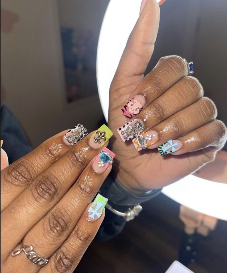 Acrylic Nail Set, Hard Nails, Drip Nails, Colored Acrylic Nails, Short Square Acrylic Nails, Dope Nail Designs, How To Book, Exotic Nails, Acrylic Nails Coffin Pink