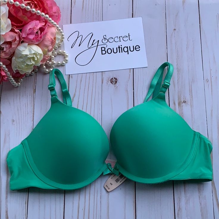 Nwt Victoria’s Secret Push-Up Color: Sea Green 83% Nylon 17% Elastane Underwire Adjustable Straps Back Hook-And-Eye Closure Please Let Me Know If You Have Any Questions. Thank You For Looking In My Closet. Victoria's Secret Solid Color Bra With Padded Cups, Victoria's Secret Solid Bra With Padded Cups, Victoria's Secret Bra With Padded Cups, Fitted Green Bra With Padded Cups, Fitted Seamless Green Bra, Victoria's Secret Bra With Built-in Bra, Spring Underwire Bra, Green Push-up Bra With Padded Cups, Green Push-up Bra For Summer