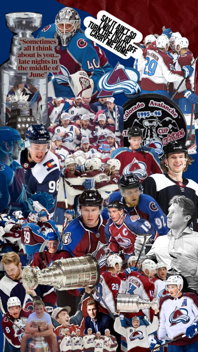 an image of hockey players collaged together with the names of their teams and trophies