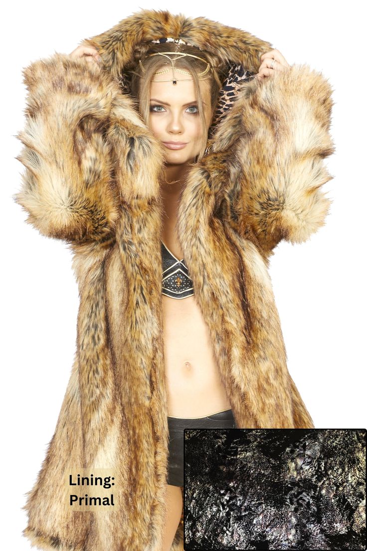 Mama Africa - Faux Fur Coat for Festivals - Boho Coats - Lining - Primal Africa Burn Outfits, Burn Outfits, Africa Burn, Festival Coats, Mama Africa, Boho Coat, African Sunset, Burning Man Costume, Festival Essentials