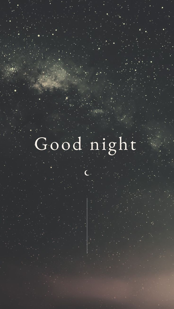 the words good night are written in white on a dark background with stars and clouds