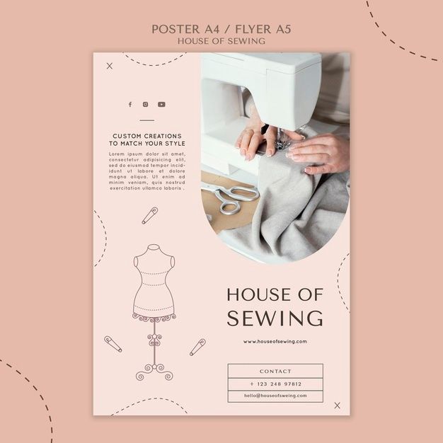 a flyer for a sewing class with an image of a woman's hands on the sewing machine