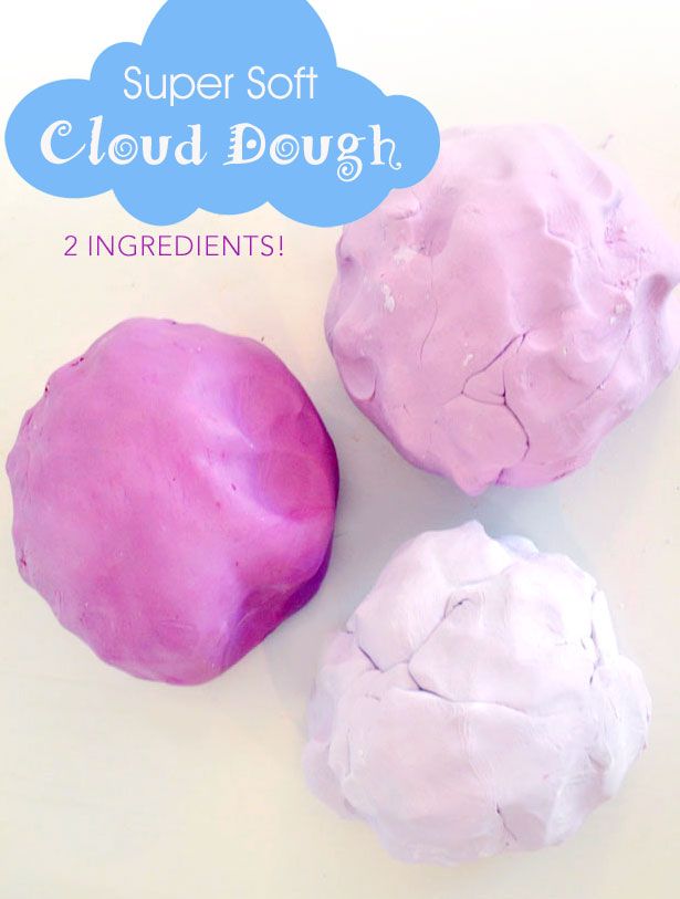 three different types of dough on a white surface with the words super soft cloud dough