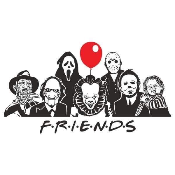 the friends from friday's horror movie are drawn in black and white