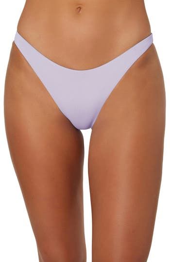 Create endless beach looks with these solid low-rise bikini bottoms in a smooth, supportive fabric. 85% polyamide, 15% elastane Hand wash, dry flat Imported Summer Elastane Swimwear, Fitted Summer Bottoms With Smooth Texture, Fitted Bottoms With Smooth Texture For Summer, Smooth Texture Swimwear For Poolside In Summer, Purple Brief Bottoms For Poolside, Purple Seamless Beachwear Bottoms, Purple Seamless Bottoms For Beachwear, Summer Briefs With Smooth Texture, Beach Nylon Swimwear With Smoothing