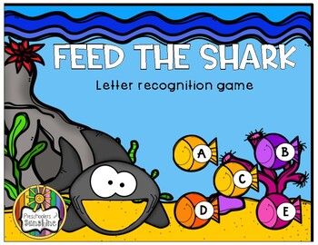 a poster with the words feed the shark and other cartoon animals in front of it