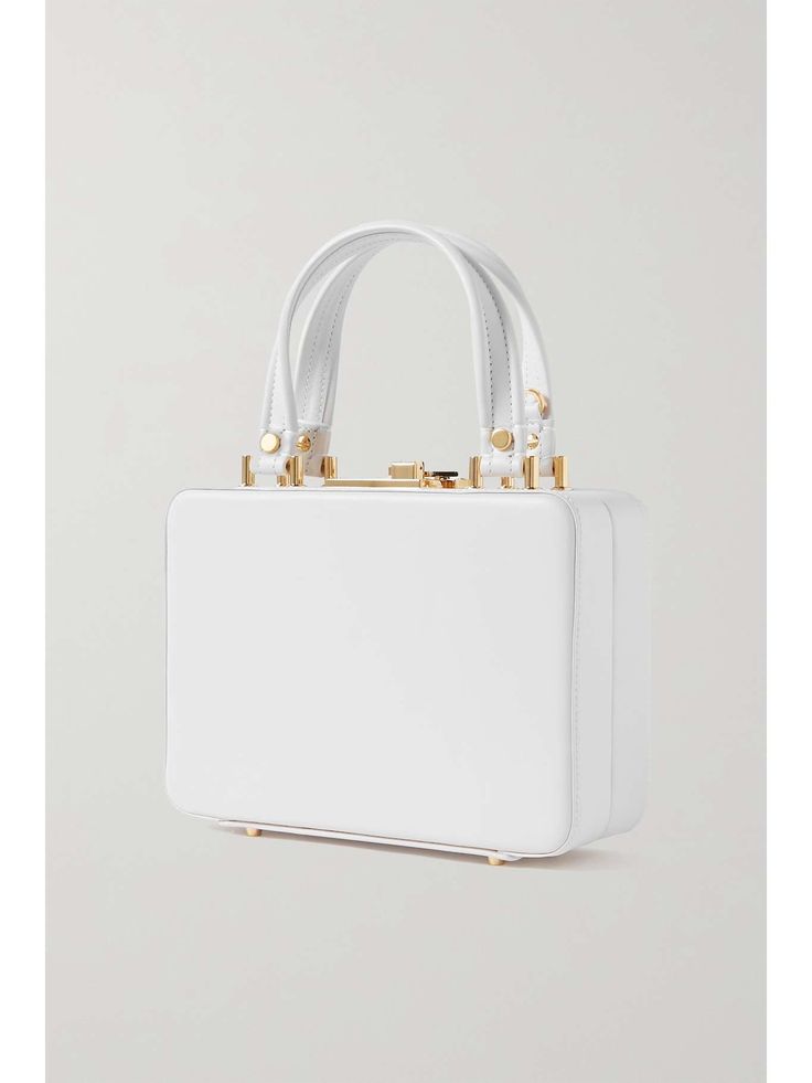 GIANVITO ROSSI Valì mini leather tote | NET-A-PORTER High-end White Box Bag With Detachable Handle, Designer White Calf Leather Bag, White Classic Calf Leather Bag, Classic White Calf Leather Bag, High-end White Box Bag With Detachable Strap, Luxury White Box Bag With Top Handle, Luxury White Box Bag With Detachable Handle, White Calf Leather Bag For Formal Occasions, High-end White Rectangular Box Bag