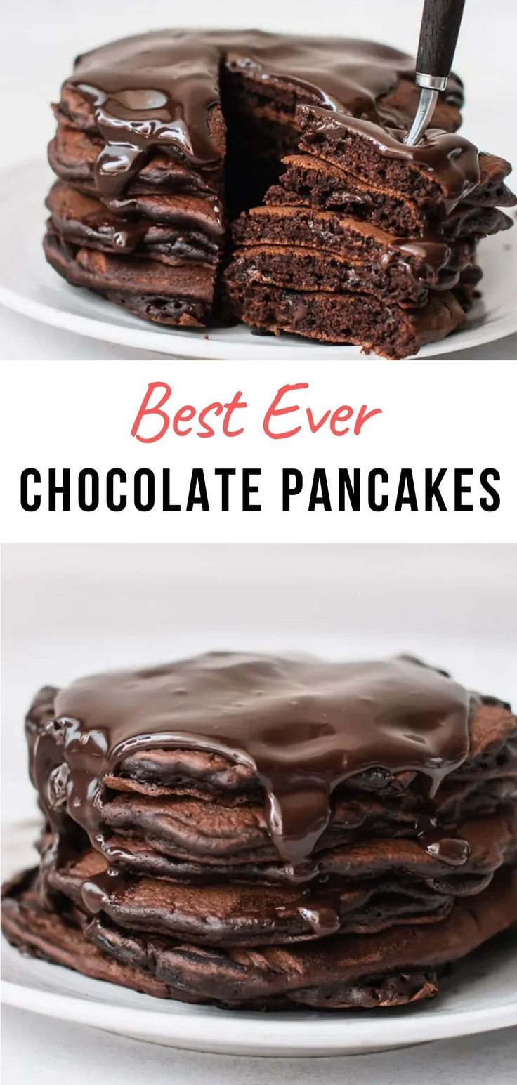 the best ever chocolate pancake recipe is made with only 3 ingredients and it's so good to eat