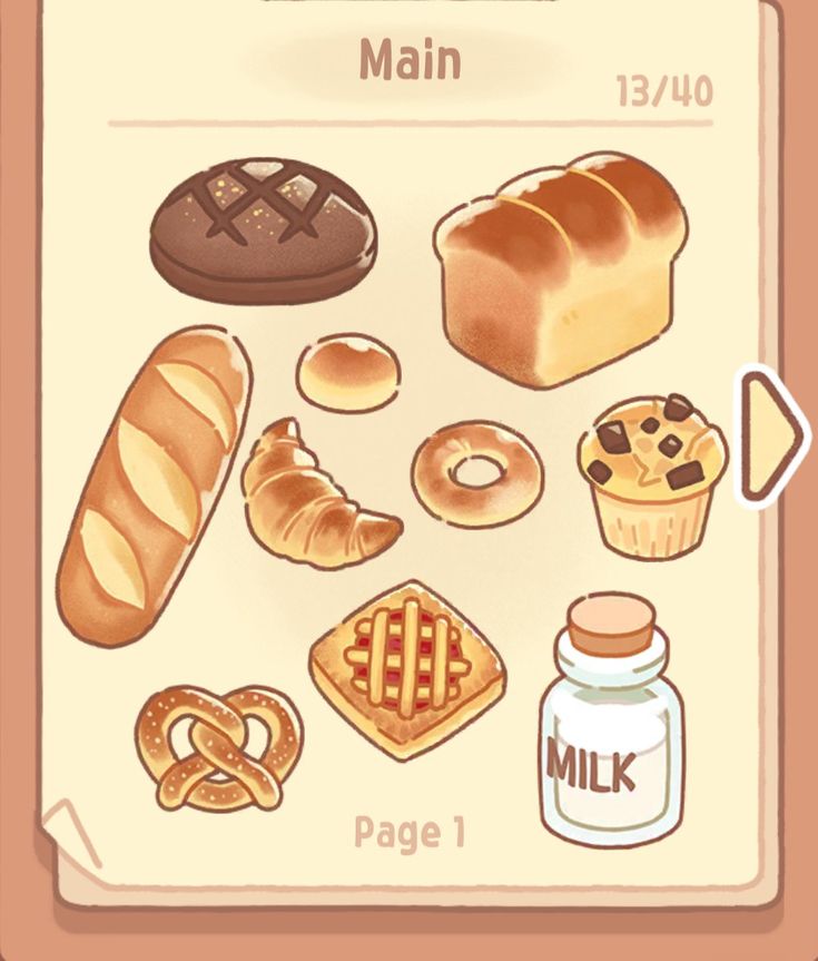 an image of breads and other food items on a piece of paper with the words,