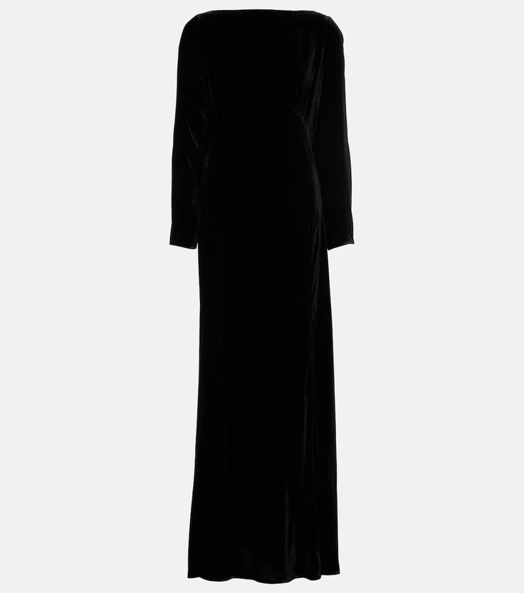 Devina velvet maxi dress in black - Rixo | Mytheresa Luxury Full-length Maxi Dress For Evening, Classic Floor-length Evening Maxi Dress, Classic Floor-length Maxi Dress For Evening, Long Formal Dresses With Side Slits, Luxury Bias Cut Maxi Dress For Evening, Formal Long Maxi Dress With Side Slits, Classic Bias Cut Maxi Dress For Party, Formal Full-length Bias Cut Maxi Dress, Luxury Velvet Floor-length Dress