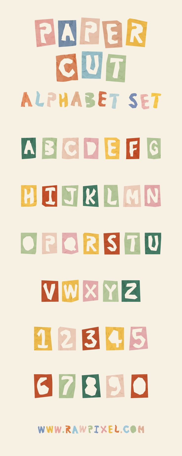 the alphabet is made up of different colors and shapes, including letters that appear to be in