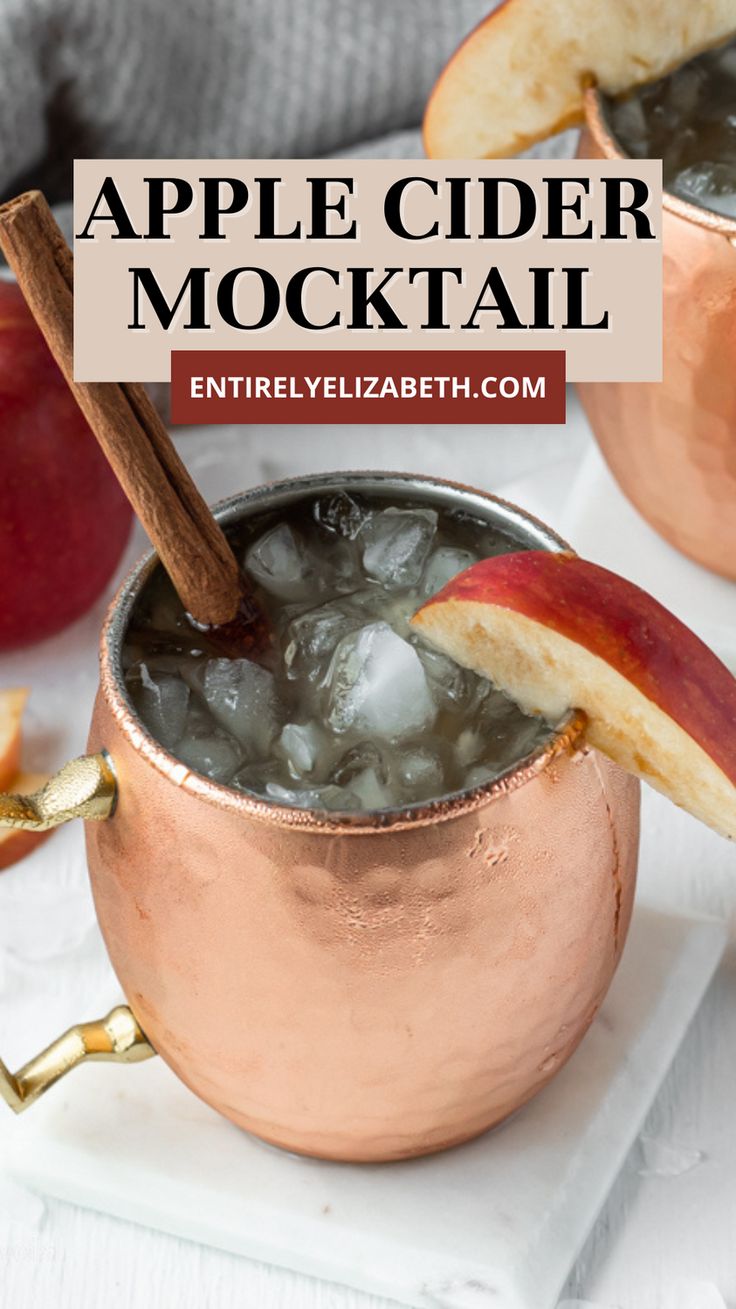 an apple cider cocktail in a copper mug