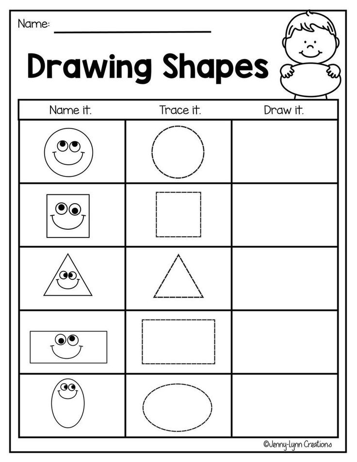 the worksheet for drawing shapes is shown in black and white, with an image of