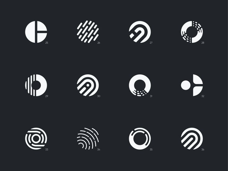 the logos for various brands are shown in white on black background, with different shapes and sizes