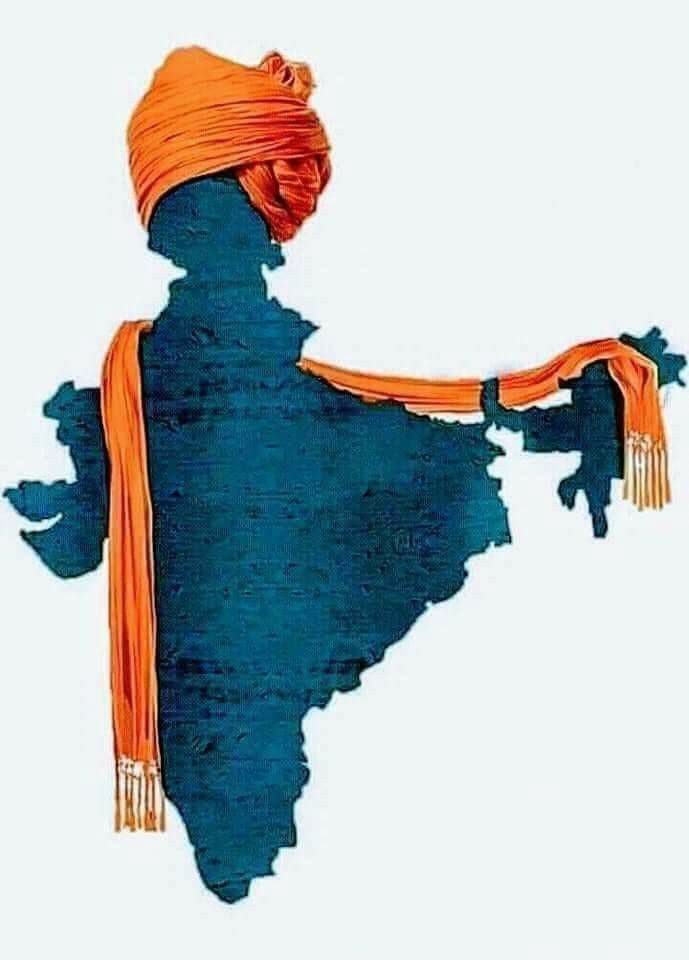 an orange turban on top of a blue map with tassels around it