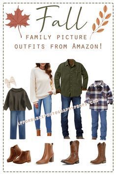 an advertisement for the fall family picture outfits from amazon