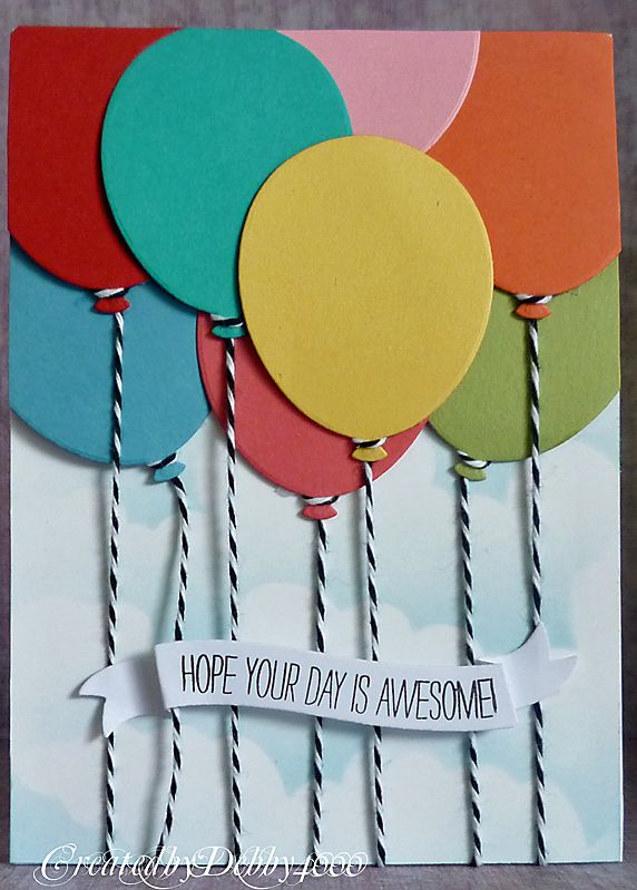 a birthday card with balloons on it and a ribbon around the edges that says hope your day is awesome