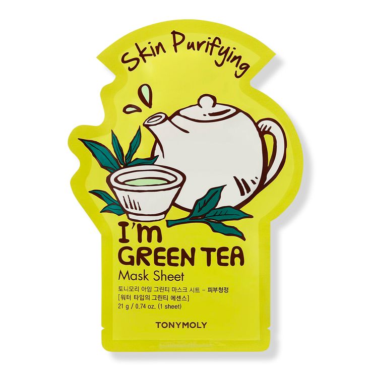 I Am Sheet Mask - I'M REAL SHEET MASK GREEN TEABenefitsTransforms dull and tired skin into healthy, moisturized skin in as little as 20 minutes.Key IngredientsGreen Tea Essence - refreshes, brightens, and purifies the skin.Formulated WithoutParabensSulfatesAlcoholBenzophenoneTriethanolamineTalcColor additives - I Am Sheet Mask Green Tea Skin, Current Aesthetic, Sheet Mask Set, Essence Water, Bath & Body Works, Mask Collection, Facial Products, Green Tea Mask, Cleansing Mask