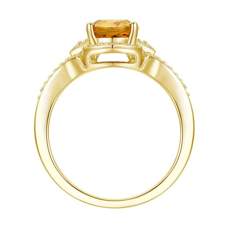 Add this beautiful 14K gold over silver citrine and lab-created white sapphire ring to your collection. Click on this JEWELRY & WATCHES GUIDE to learn about fit, styles, materials and more! Add this beautiful 14K gold over silver citrine and lab-created white sapphire ring to your collection. Click on this JEWELRY & WATCHES GUIDE to learn about fit, styles, materials and more! FEATURES Ring width: 19 mm. Shank style: solitaire Band fit: comfort fit Nickel free Metal: sterling silver Plating: 14k Fine Jewelry Citrine Topaz Ring With Accent Stones, Citrine Diamond Ring With Accent Stones In Yellow Gold, Yellow Gold Citrine Diamond Ring With Accent Stones, Gold Birthstone Ring With Topaz Gemstone, Gold Topaz Birthstone Ring With Diamond, Gold Topaz Birthstone Ring With Gemstone, Elegant Citrine Crystal Ring With Birthstone, Gold Topaz Jewelry With Accent Stones, Elegant Citrine Birthstone Crystal Ring