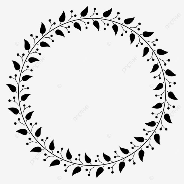 a black and white circular frame with leaves on the edges, circle, border png and psd