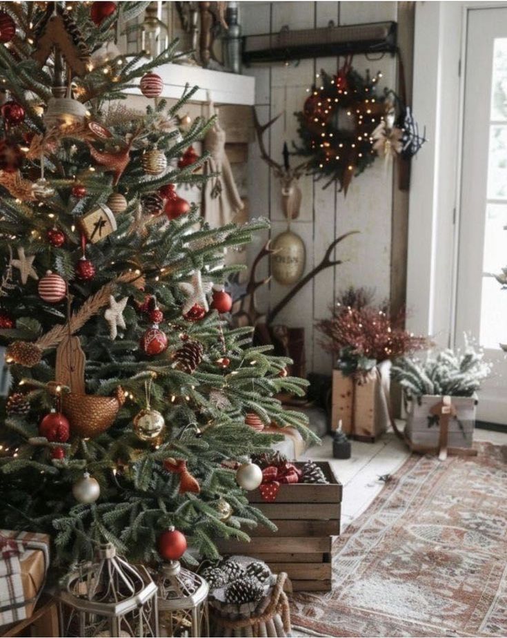 a decorated christmas tree in a living room