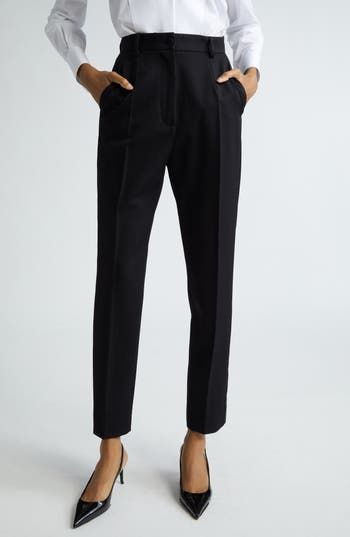 Inspired by the rich imagery of 1960s Sicily, these wool-blend gabardine trousers boast a clean, tailored silhouette and straight legs cropped at the ankle. Zip fly with button closure Front slant pockets; back welt pockets 89% virgin wool, 9% silk, 2% polyester Dry clean Made in Italy Designer Clothing Straight Silhouette Dress Pants With Belt Loops For Office, Formal Dress Pants With Belt Loops, Business Dress Pants With Belt Loops, Business Dress Pants With Belt Loops And Straight Silhouette, Formal Bottoms With Belt Loops And Straight Silhouette, Formal Straight Silhouette Pants With Belt Loops, Formal Bottoms With Straight Silhouette, Tailored Dress Pants With Belt Loops And Straight Silhouette, Elegant Pants With Pressed Crease And Straight Silhouette