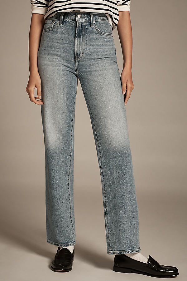 Denim, decoded: We’re digging denim in every corner of our closet. Meet Cassie, Pistola's bestselling jeans that feature a high-rise and straight-leg. | Cassie High-Rise Straight-Leg Jeans by Pistola in Blue, Women's, Size: 32, Cotton/Elastane/Tencel at Anthropologie Leg Machines, Straight Crop Jeans, 50 Fashion, High Rise Jeans, Slim Legs, Cropped Jeans, Straight Jeans, Straight Leg Jeans, Denim Jeans