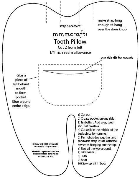 the diagram shows how to cut out an orthoped tooth with measurements and instructions