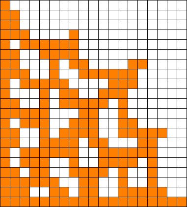 an orange and white cross stitch pattern with squares in the middle, on top of each other