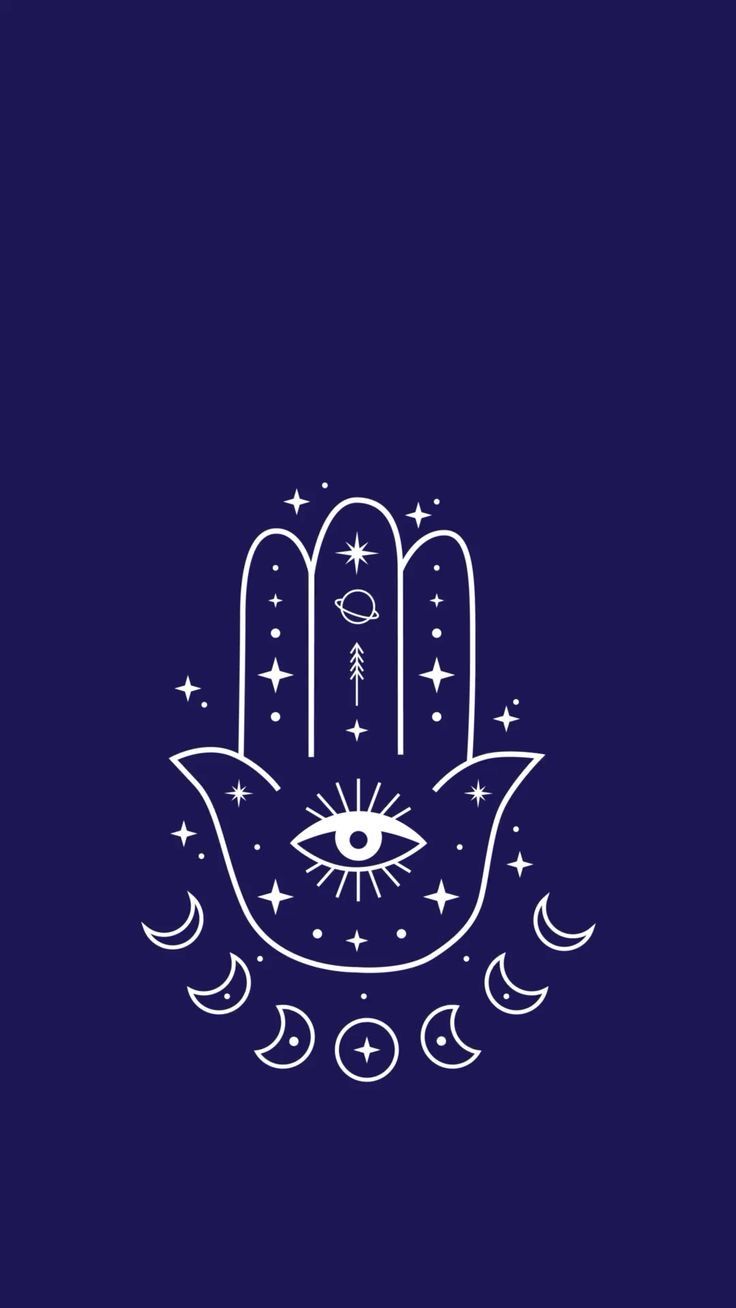 a hand with an all seeing eye on it and stars in the sky above it