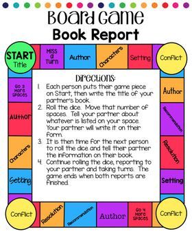 the board game book report is shown