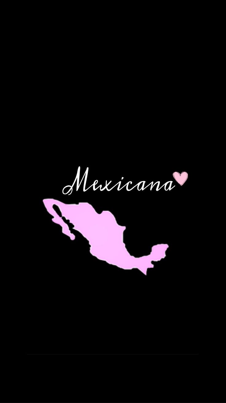 the map of mexico on a black background with pink hearts in the shape of a heart