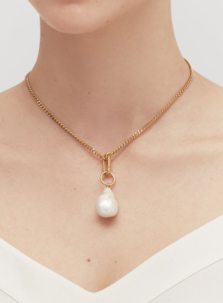 Double Chain Necklace – Cuyana Modern Gold Chain Necklace With Pendant, Modern Gold Chain Pendant Necklace, Gold-tone Oval Link Box Chain Necklace, Timeless Gold-plated Cable Chain Necklace, Chic Brass Chain Necklace, Gold Link Chain Necklace With Pearls, Brass Link Necklace With Cable Chain, Chic Gold-plated Cable Chain Necklace, Gold Pearl Chain Link Necklace