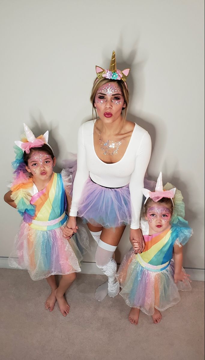 Halloween, kids costumes, unicorns Unicorn Costume Ideas For Women, Unicorn Halloween Costume Adult, Unicorn Costumes For Women, Fairy Costume Makeup For Kids, Simple Unicorn Costume Women, Mommy And Me Unicorn Costume, Toddler Unicorn Costume Diy, Unicorn Festival Outfit, Unicorn Costume Makeup Kids