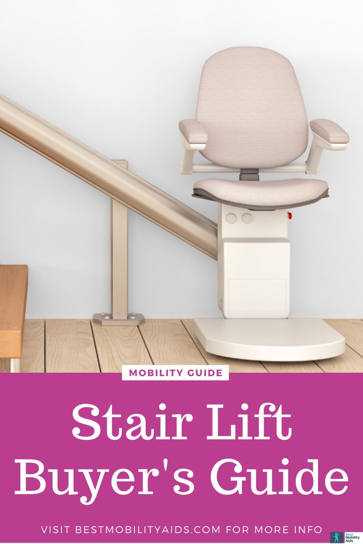 the stair lift buyer's guide is shown in front of a chair and stairs