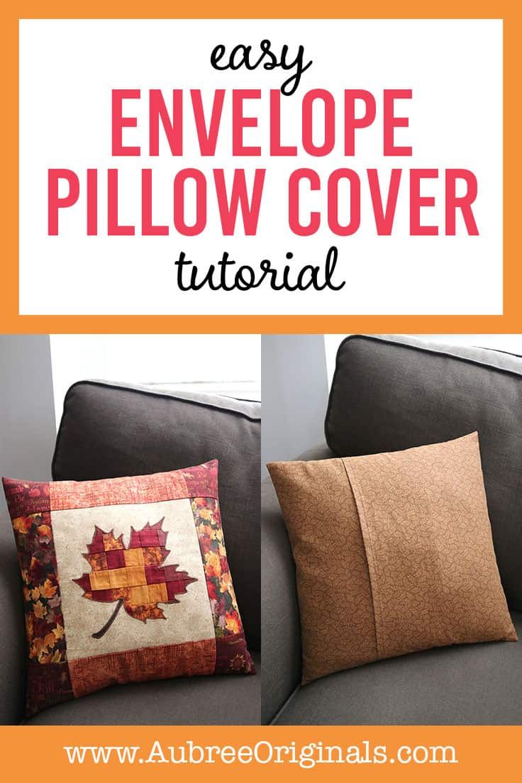 the easy envelope pillow cover is made with fabric and has an orange border around it