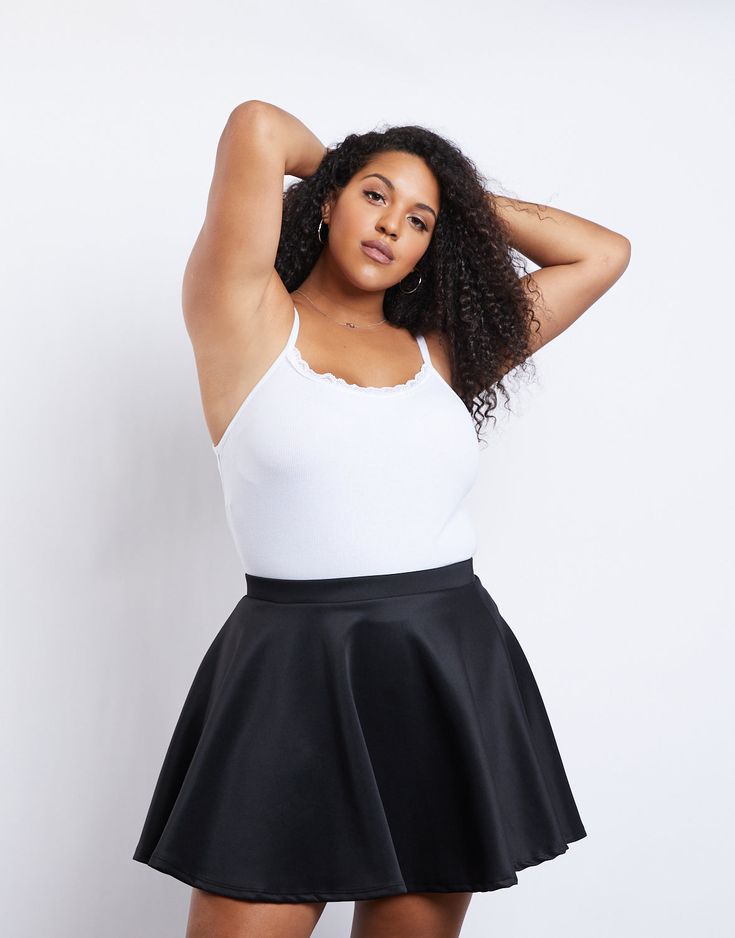 Curve Basic Skater Skirt Plus Size Bottoms Black 1XL -2020AVE Pleated Stretch Full Skort, Flared Skirt With Elastic Waistband For Night Out, Stretchy Pleated Full Mini Skirt, Stretch Pleated Full Mini Skirt, Stretch Mini Skirt With Elastic Waistband, Stretch Mini Skirt With Elastic Waistband For Night Out, Stretch Maxi Skirt With Elastic Waistband, Solid Stretch Flared Skirt, Stretch Full Mini Skirt With Lining