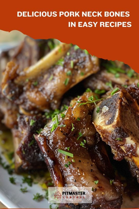 delicious pork neck bones in easy recipes on a white plate with parsley sprig