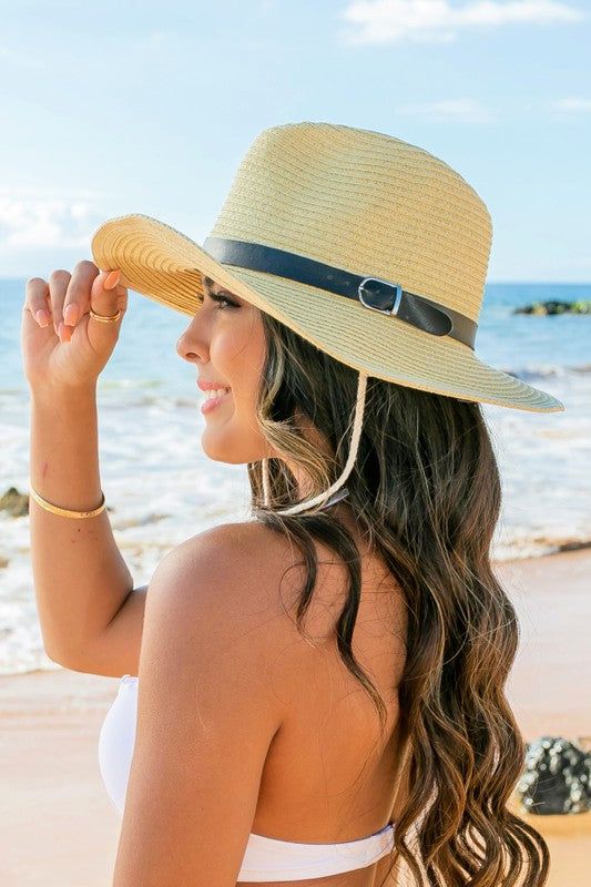 Stay beach ready with this Drawstring Panama Hat! The drawstring ensures a secure fit while you soak up sunny days. Perfect for summer outings, this hat's classic look will keep you stylish while keeping the sun at bay. Time to enjoy the sunshine with this must-have accessory. Drawstring accentInternal wired brim for perfect stylingFaux leather beltMaterial: 90% straw/ 10%polyesterBrim length: 3.5" Plus Jumpsuit, Wine Mom, Global Village, Drawstring Detail, Pastel Outfit, Faux Leather Belts, Beach Ready, Sweater Tank Top, Basic Long Sleeve