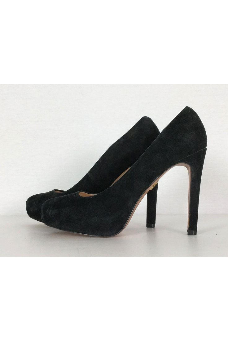 These black suede pumps are every fashionista's must have! Platforms give you some comfort. They are perfect for a night full of dancing. Size 10 M Suede upper Leather lining & sole Slips on Platform Covered heels Square toe Light wear on suede on back of heels Light outsole wear Heel height 5" Evening Suede Platform Heels, Evening Suede Court Shoes Medium Width, Suede Court Shoes For Evening, Medium Width, Formal Suede Platform Heels, Evening Suede Court Shoes With Round Toe, Suede Heels With Round Toe For Party, Suede Almond Toe Court Shoes For Party, Suede Almond Toe Heels For Night Out, Suede Heels With Almond Toe For Night Out