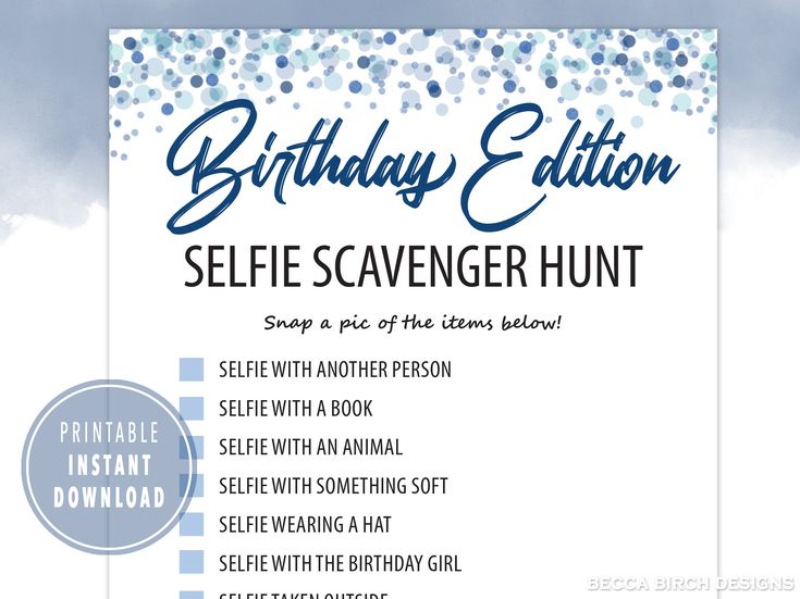 the birthday edition selfie scavenger hunt is available for purchase on amazon com