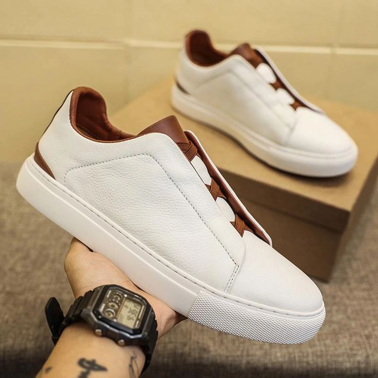 Lasaky - Luxury Low-Top Sneakers - Fashionable Slip-On Sporty Casual White Shoes White Leather Flat Slip-on Sneakers, White Cushioned Low-top Slip-ons, White Modern Slip-on Sneakers With Round Toe, White Leather Slip-on Sneakers With Round Toe, Modern White Slip-on Sneakers With Round Toe, White Slip-on Sneakers With Textured Sole, White Flat Leather Slip-on Sneakers, White Leather Slip-ons With Contrast Sole, White Low-top Slip-ons With Vulcanized Sole