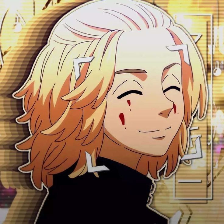 an anime character with blonde hair and blood on her face