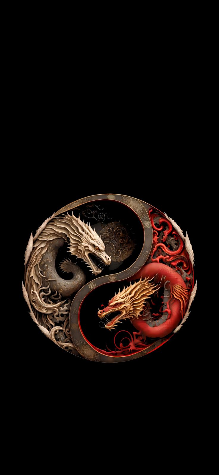 the two dragon symbols are on top of each other in this yin - yang symbol